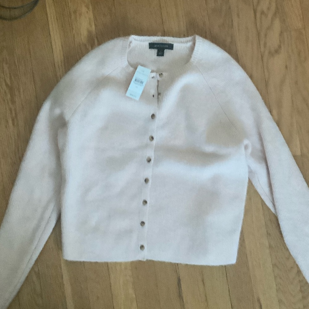 Ann Taylor Light Pink Button-Up Cardigan